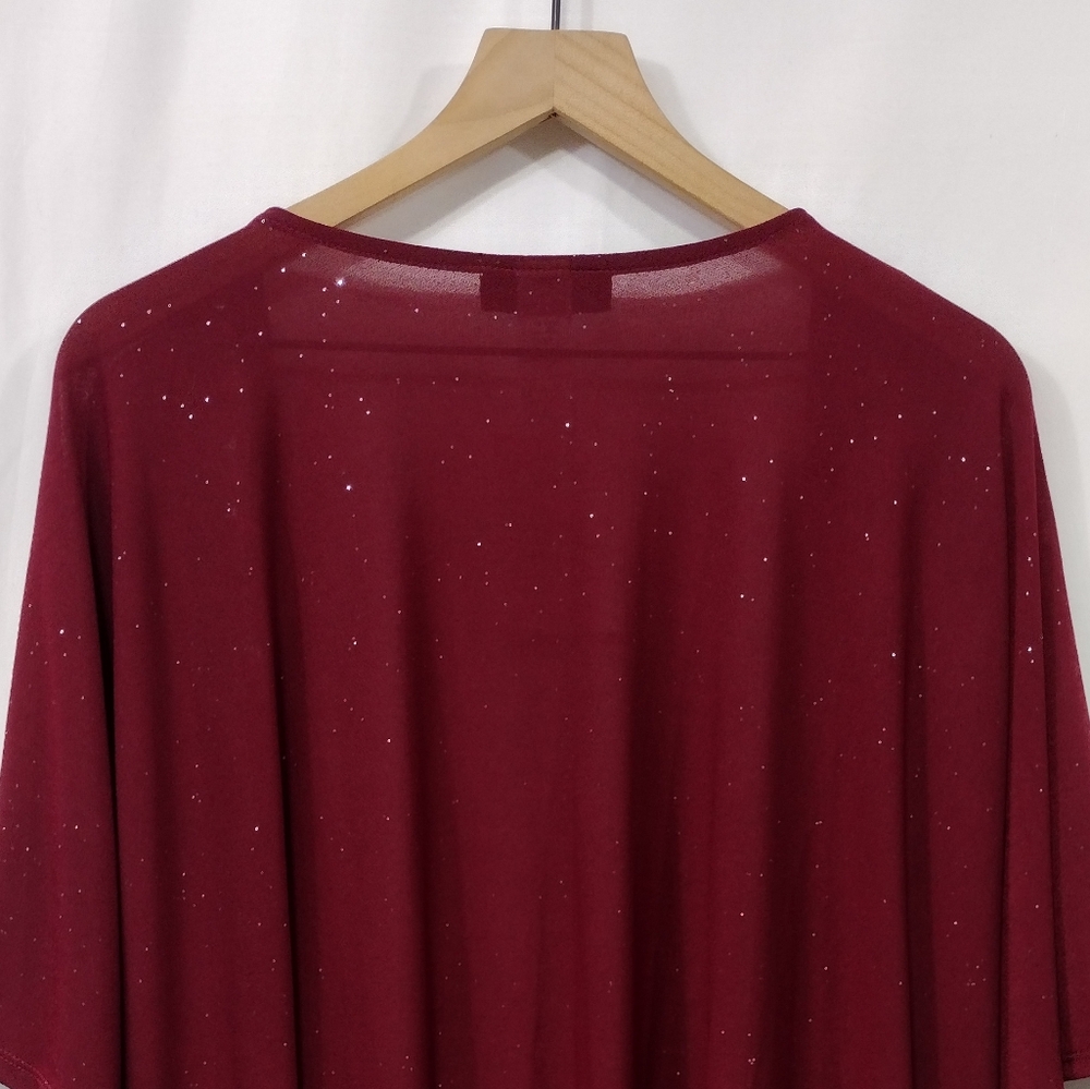 NWT New Fashion Shimmer Open Front Cardigan Women's 3X Burgundy Boho Retro Y2K - Picture 6 of 8